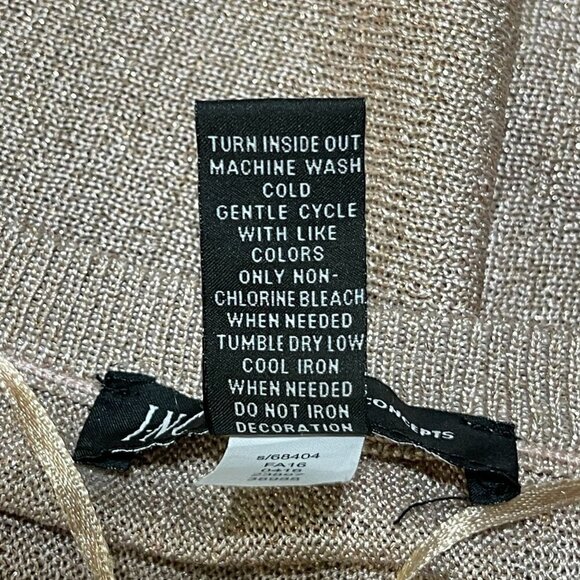 INC Rose Gold Shimmer Sweater 3/4 Sleeve Cold Shoulder Size XL Extra Large - Picture 7 of 7